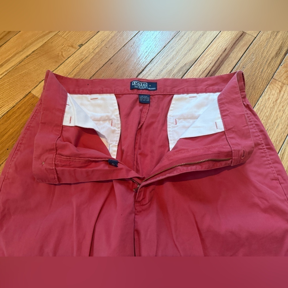 VTG Polo Ralph Lauren Philip Pants Men 34x30 Chino Relaxed Baggy Y2K Salmon Pink - Picture 4 of 14
